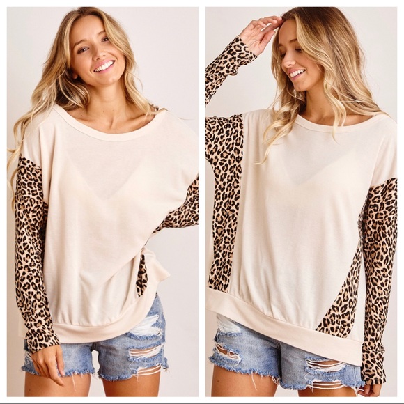 #21 Fabulous Leopard Animal contrast Color block tunic - Picture 6 of 6